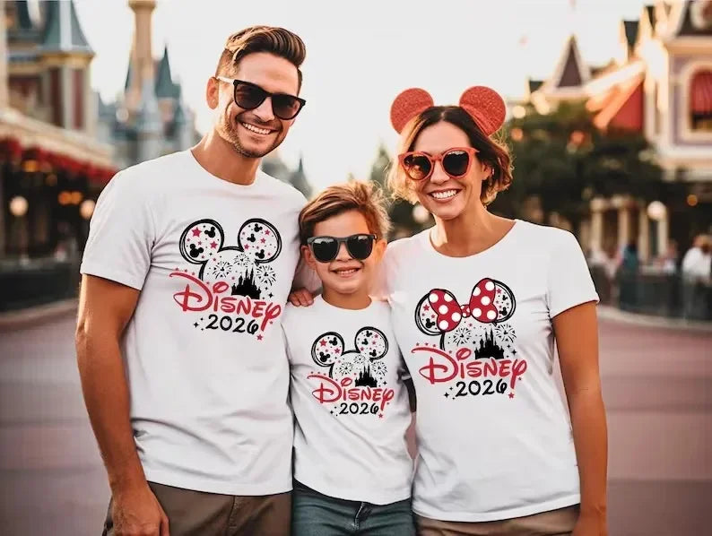 2026 Disney Mickey Mouse Family T-Shirts Casual Short-Sleeve Matching Sets Suitable for Disney Trips and Everyday Wear