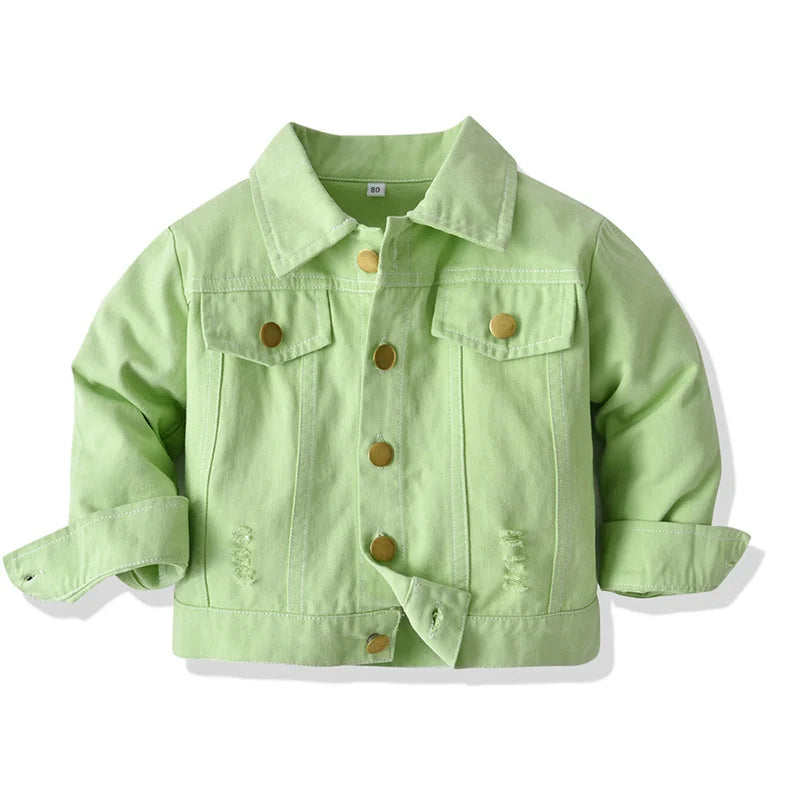 Denim Jackets For Boys Fashion Short Coats Children Clothing Spring Autumn Boys Girls Jean Outerwear Kids Single-breasted Jacket