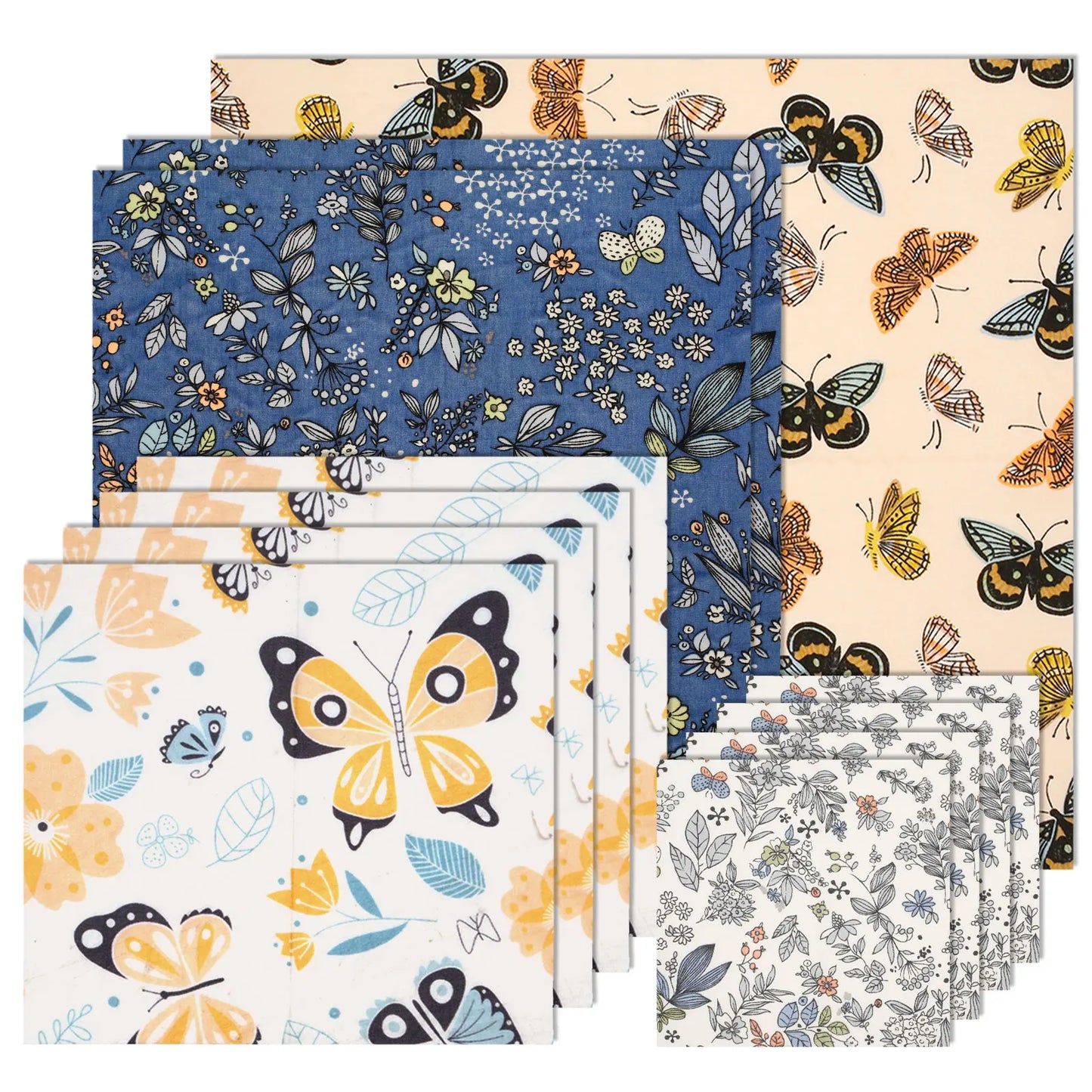 11Pcs Beeswax Food Wrap Multi-size Beeswax Wrap Environmental Organic Cotton Wax Cloth Reusable Household Kitchen Picnic Wrap