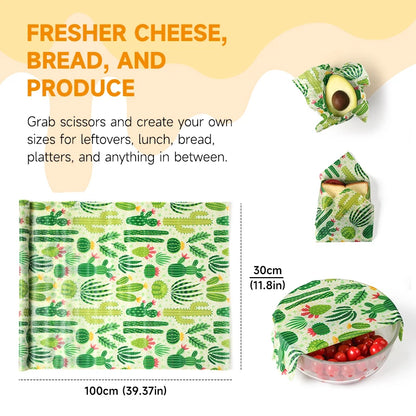 WEEDI Reusable Beeswax Wrap Roll, Eco-Friendly, Wax Paper Roll, Plastic-Free Beeswax Food Wrap for Sandwich, Fruit & Bowl Cover