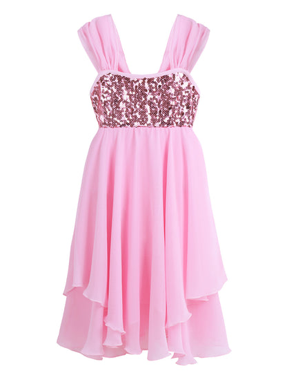 Kids Girls Ballerina Tutu Ballet Lyrical Dance Dress Gymnastics Leotard Sequins Fairy Tutu Ballet Jersey Dance Dress Costumes