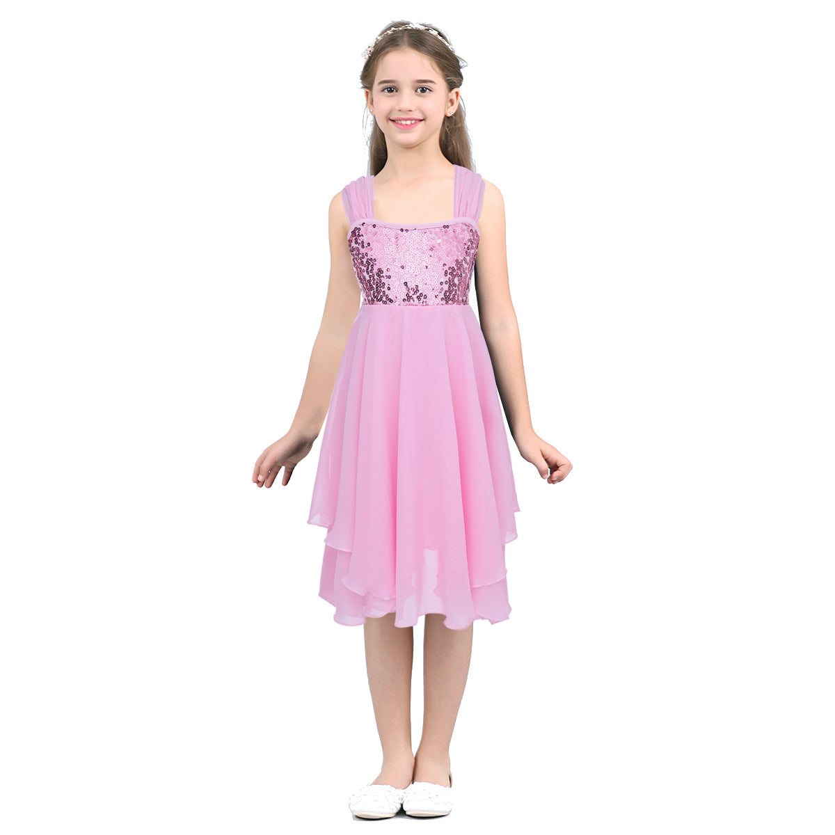 Kids Girls Ballerina Tutu Ballet Lyrical Dance Dress Gymnastics Leotard Sequins Fairy Tutu Ballet Jersey Dance Dress Costumes