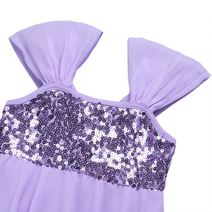 Kids Girls Ballerina Tutu Ballet Lyrical Dance Dress Gymnastics Leotard Sequins Fairy Tutu Ballet Jersey Dance Dress Costumes
