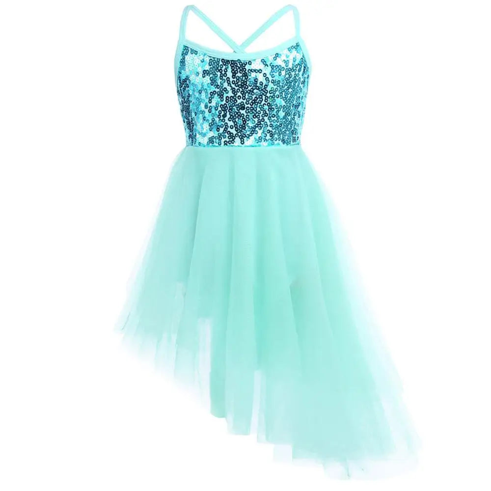 Kids Girls Ballerina Tutu Ballet Lyrical Dance Dress Gymnastics Leotard Sequins Fairy Tutu Ballet Jersey Dance Dress Costumes