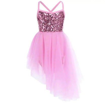Kids Girls Ballerina Tutu Ballet Lyrical Dance Dress Gymnastics Leotard Sequins Fairy Tutu Ballet Jersey Dance Dress Costumes