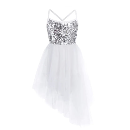Kids Girls Ballerina Tutu Ballet Lyrical Dance Dress Gymnastics Leotard Sequins Fairy Tutu Ballet Jersey Dance Dress Costumes