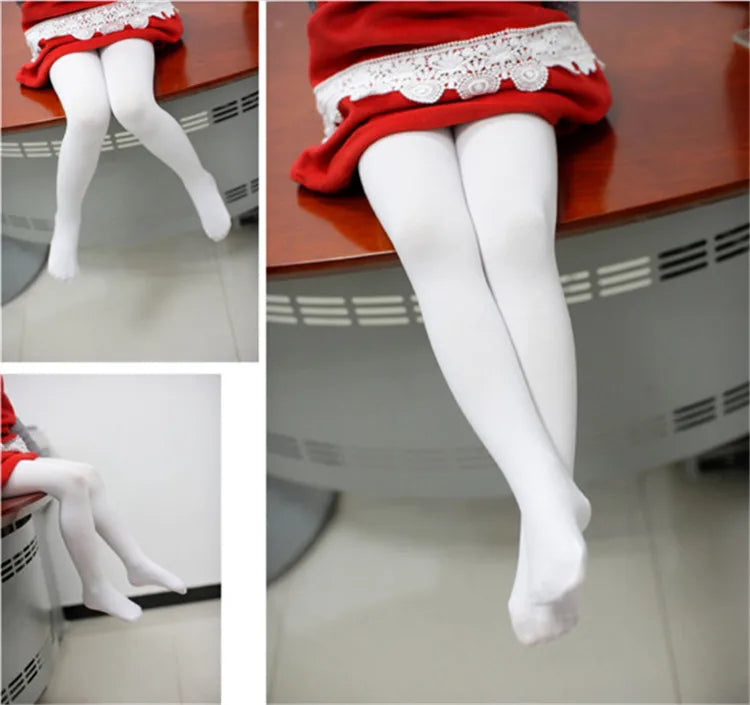 Girls Ballet Dance Pantyhose Children A Thin Section Fashion Velvet Tights Baby Solid Black White Stockings For 0-15Y Kids CN