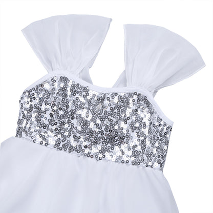 Kids Girls Ballerina Tutu Ballet Lyrical Dance Dress Gymnastics Leotard Sequins Fairy Tutu Ballet Jersey Dance Dress Costumes