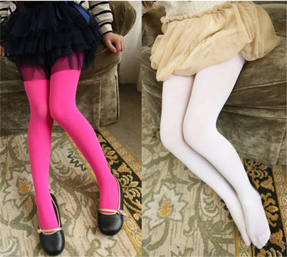 Girls Ballet Dance Pantyhose Children A Thin Section Fashion Velvet Tights Baby Solid Black White Stockings For 0-15Y Kids CN