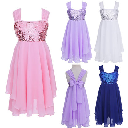 Kids Girls Ballerina Tutu Ballet Lyrical Dance Dress Gymnastics Leotard Sequins Fairy Tutu Ballet Jersey Dance Dress Costumes