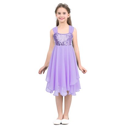 Kids Girls Ballerina Tutu Ballet Lyrical Dance Dress Gymnastics Leotard Sequins Fairy Tutu Ballet Jersey Dance Dress Costumes