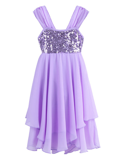 Kids Girls Ballerina Tutu Ballet Lyrical Dance Dress Gymnastics Leotard Sequins Fairy Tutu Ballet Jersey Dance Dress Costumes