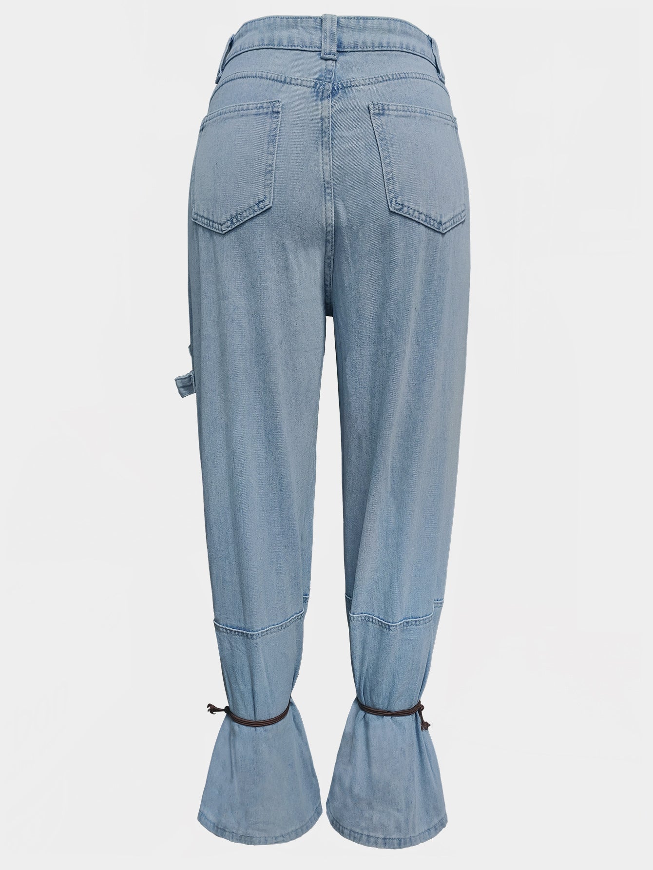 Women's Light Blue Cargo Jogger Jeans | High Waist Street Style Denim