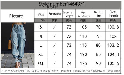 Women's Light Blue Cargo Jogger Jeans | High Waist Street Style Denim