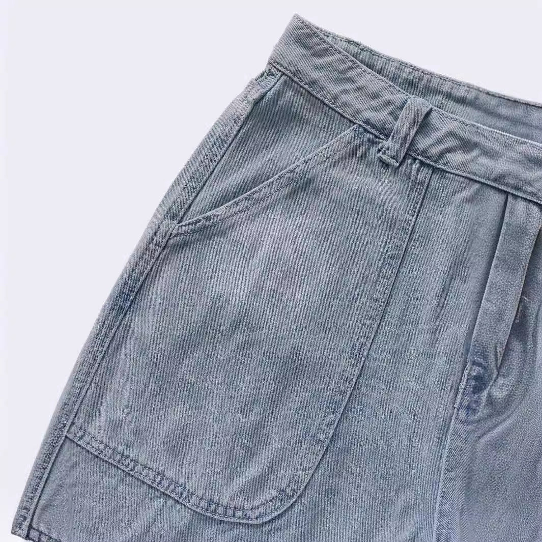 Women's Light Blue Cargo Jogger Jeans | High Waist Street Style Denim