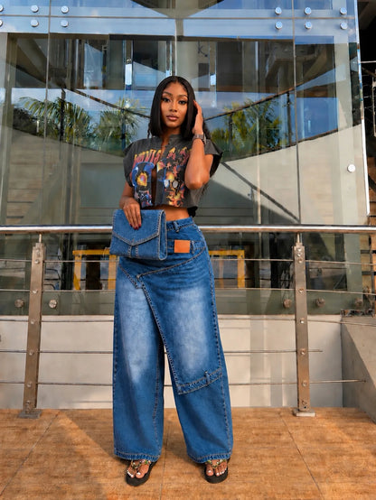 Women's Wide Leg Jeans | High Waist Vintage Denim Trousers | Y2K Streetwear