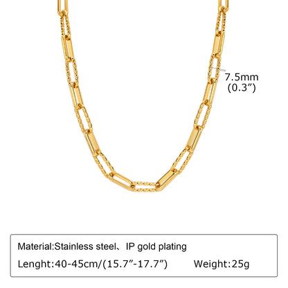 Chunky Gold Plated Link Necklace For Women, Stainless Steel Oval Thick Chain Choker Minimalist Jewelry