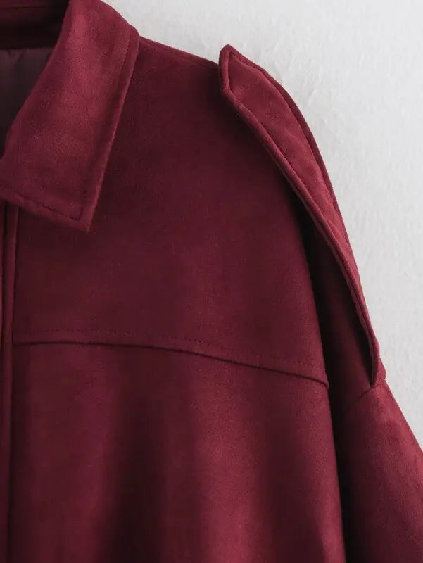 Spring  2025 Women's Velvet Feel Pilot Jaet Coat New Arrival Casual Loose Fit Classic Collar ort Outerwear
