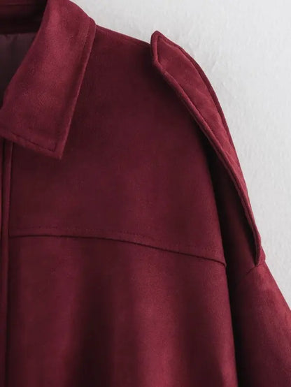 Spring  2025 Women's Velvet Feel Pilot Jaet Coat New Arrival Casual Loose Fit Classic Collar ort Outerwear
