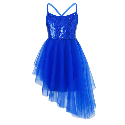 Kids Girls Ballerina Tutu Ballet Lyrical Dance Dress Gymnastics Leotard Sequins Fairy Tutu Ballet Jersey Dance Dress Costumes