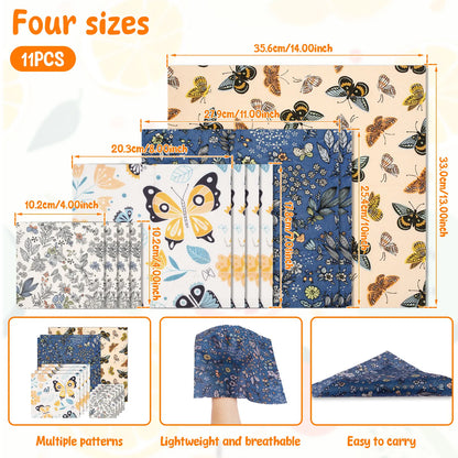 11Pcs Beeswax Food Wrap Multi-size Beeswax Wrap Environmental Organic Cotton Wax Cloth Reusable Household Kitchen Picnic Wrap