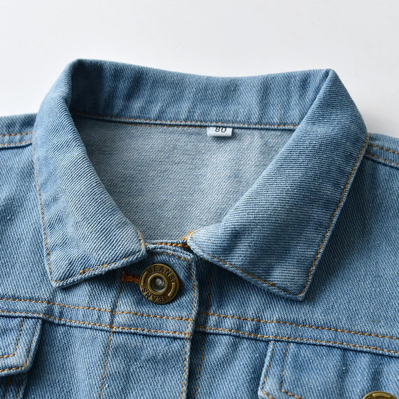 Denim Jackets For Boys Fashion Short Coats Children Clothing Spring Autumn Boys Girls Jean Outerwear Kids Single-breasted Jacket