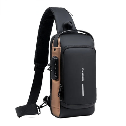 Anti-theft Shoulder Men's Fashion Sling Backpack with USB Charging Port, Waterproof Crossbody Chest Bag for Travel & Daily Use