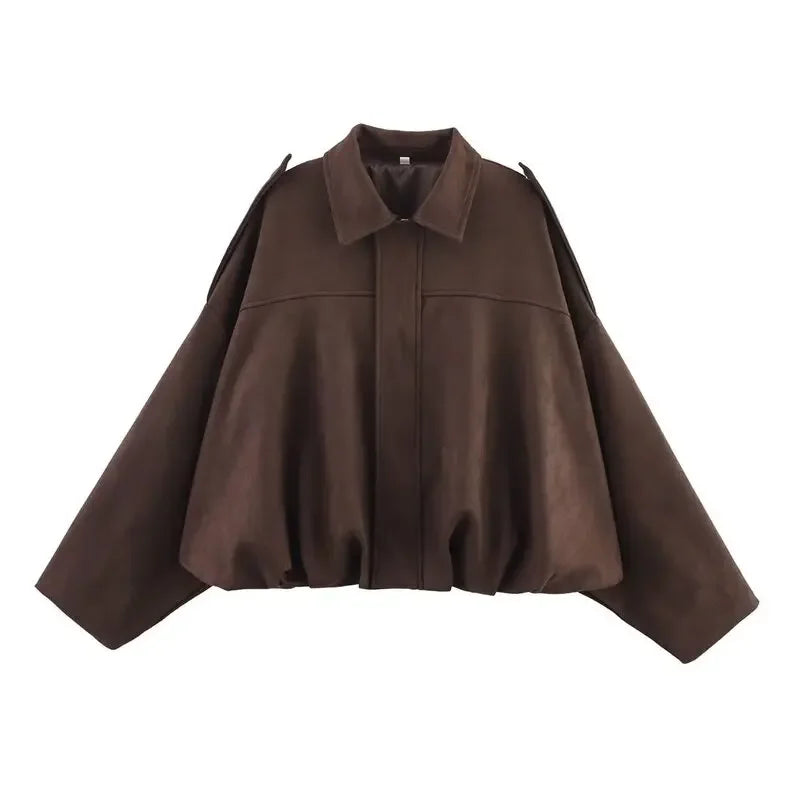 Spring  2025 Women's Velvet Feel Pilot Jaet Coat New Arrival Casual Loose Fit Classic Collar ort Outerwear