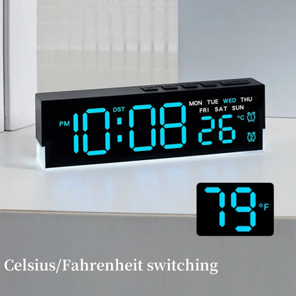 USB Powered Digital Alarm Clock with White Mood Light TEMP Week 2 Alarm DST Table Clock 3 Levels Brightness 12/24H LED Clock