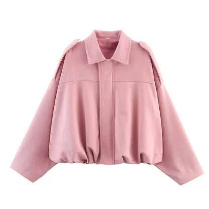 Spring  2025 Women's Velvet Feel Pilot Jaet Coat New Arrival Casual Loose Fit Classic Collar ort Outerwear