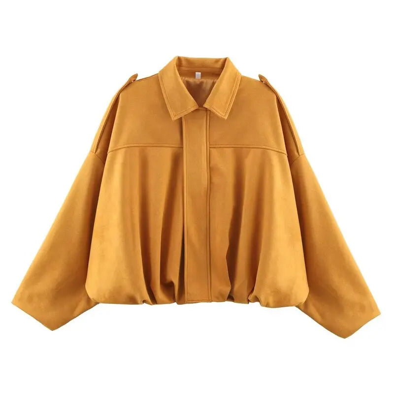 Spring  2025 Women's Velvet Feel Pilot Jaet Coat New Arrival Casual Loose Fit Classic Collar ort Outerwear