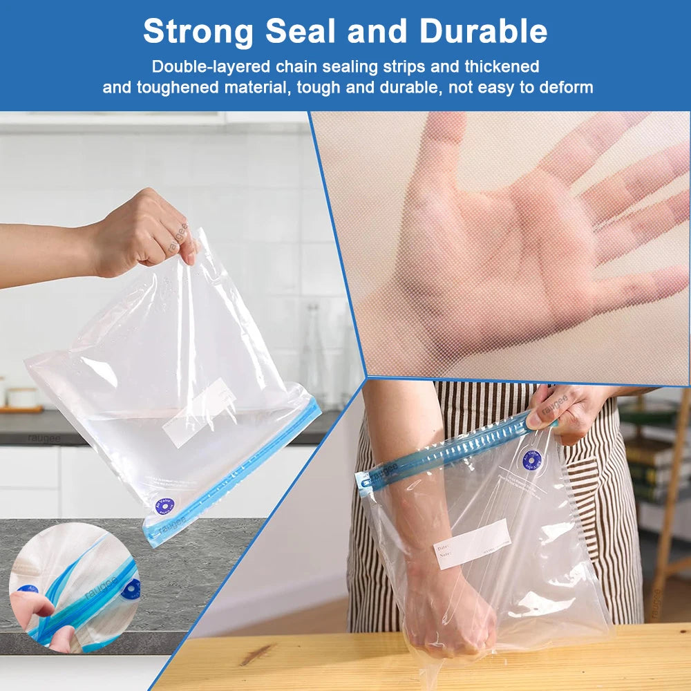 Vacuum Packaging Bags for Food Vacuum Bags BPA-Free Food Vacuum Sealing Bag Reusable Food Storage Zipper Sealer Bags 10pcs 30pcs