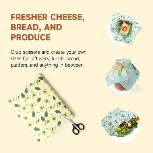 WEEDI Reusable Beeswax Wrap Roll, Eco-Friendly, Wax Paper Roll, Plastic-Free Beeswax Food Wrap for Sandwich, Fruit & Bowl Cover