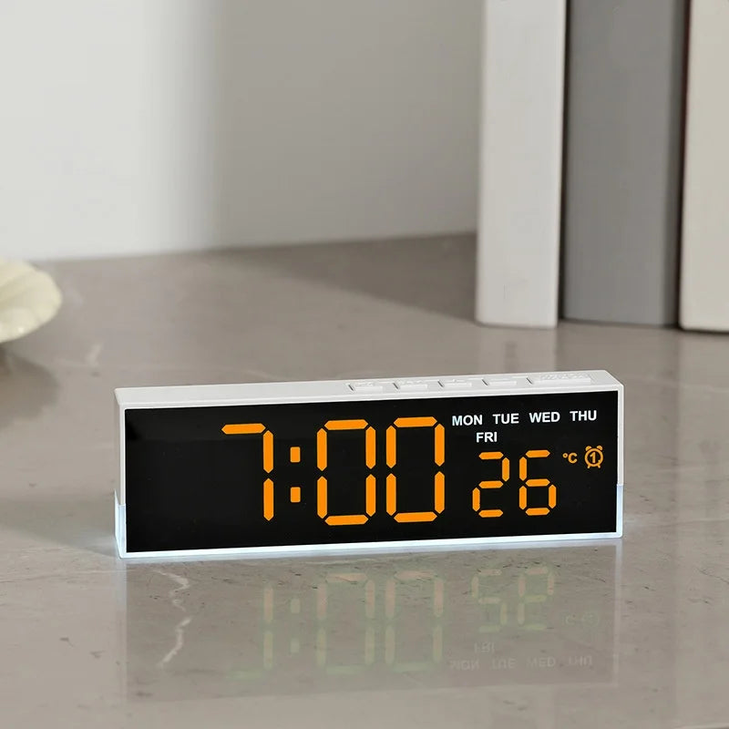 USB Powered Digital Alarm Clock with White Mood Light TEMP Week 2 Alarm DST Table Clock 3 Levels Brightness 12/24H LED Clock