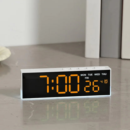 USB Powered Digital Alarm Clock with White Mood Light TEMP Week 2 Alarm DST Table Clock 3 Levels Brightness 12/24H LED Clock