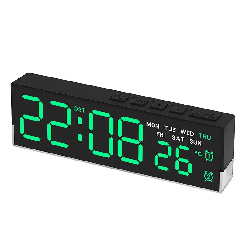 USB Powered Digital Alarm Clock with White Mood Light TEMP Week 2 Alarm DST Table Clock 3 Levels Brightness 12/24H LED Clock