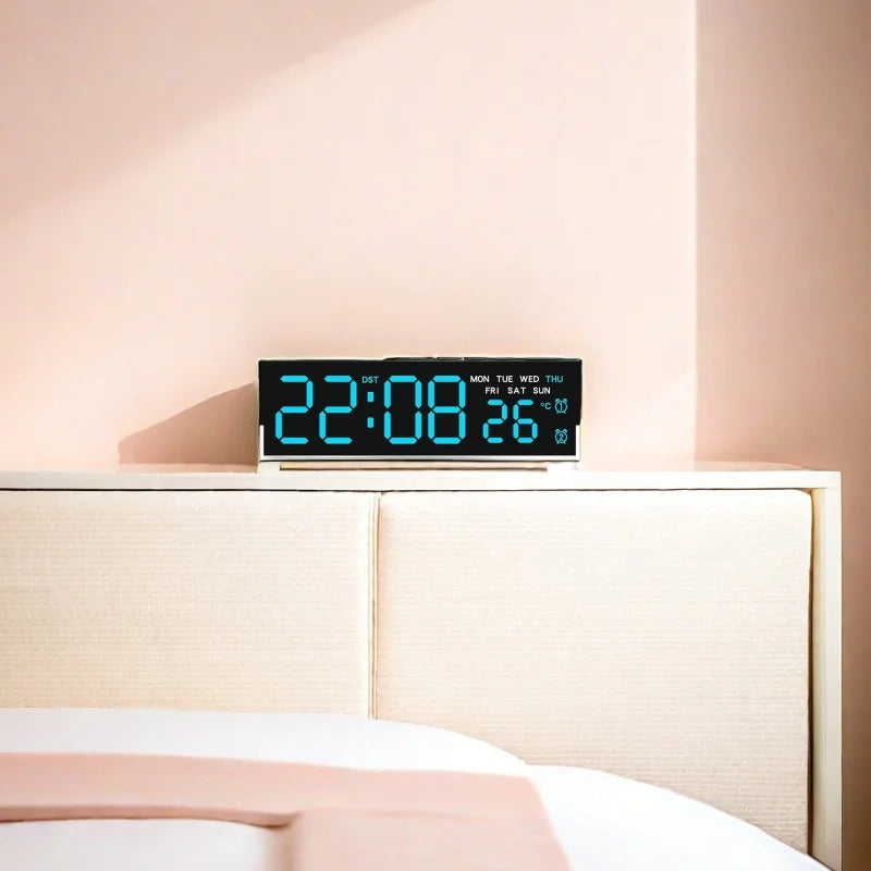 USB Powered Digital Alarm Clock with White Mood Light TEMP Week 2 Alarm DST Table Clock 3 Levels Brightness 12/24H LED Clock