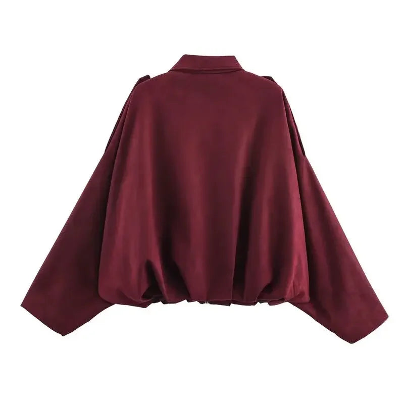 Spring  2025 Women's Velvet Feel Pilot Jaet Coat New Arrival Casual Loose Fit Classic Collar ort Outerwear
