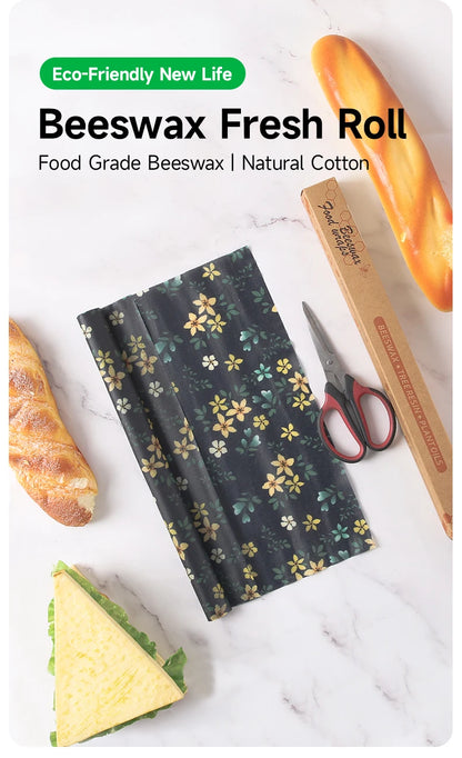 WEEDI Reusable Beeswax Wrap Roll, Eco-Friendly, Wax Paper Roll, Plastic-Free Beeswax Food Wrap for Sandwich, Fruit & Bowl Cover