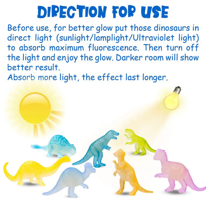 13/26/39pcs Mini Glow in Dark Dinosaur Model Toys for Boys Kids Birthday Party Favor Gift Cupcake Topper Classroom Prize