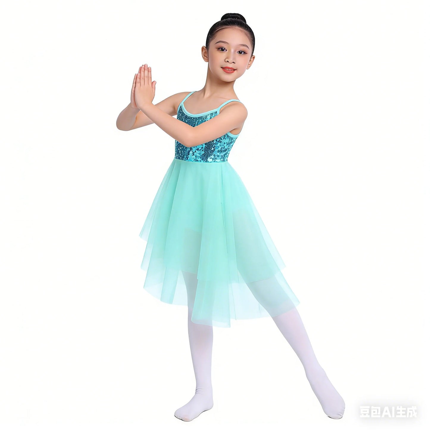 Kids Girls Ballerina Tutu Ballet Lyrical Dance Dress Gymnastics Leotard Sequins Fairy Tutu Ballet Jersey Dance Dress Costumes