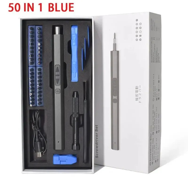 12-In-1 50-In-1 Electric Screwdriver Set Phone Game Machine Toy Computer Charging Screwdriver Rechargeable Wireless Cordless Bit