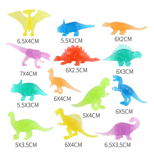 13/26/39pcs Mini Glow in Dark Dinosaur Model Toys for Boys Kids Birthday Party Favor Gift Cupcake Topper Classroom Prize