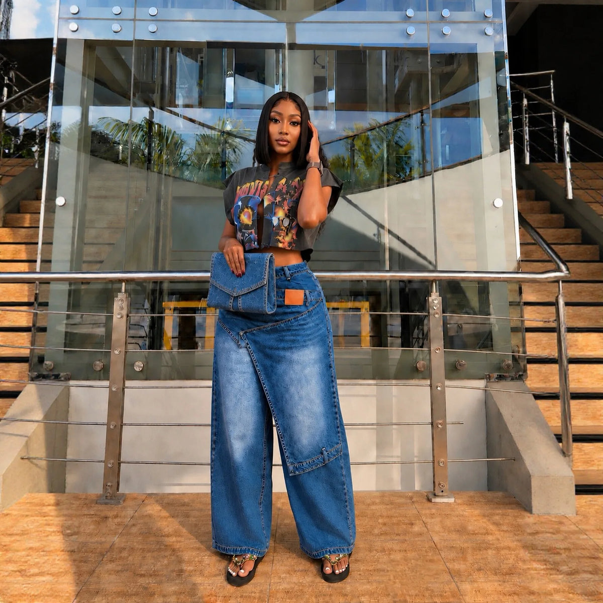 Women's Wide Leg Jeans | High Waist Vintage Denim Trousers | Y2K Streetwear