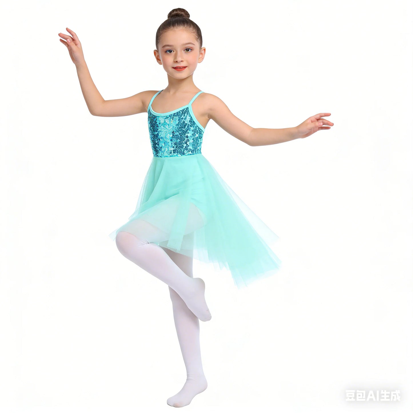 Kids Girls Ballerina Tutu Ballet Lyrical Dance Dress Gymnastics Leotard Sequins Fairy Tutu Ballet Jersey Dance Dress Costumes