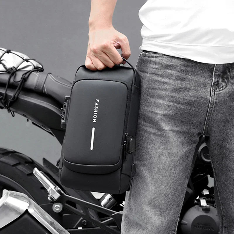 Anti-theft Shoulder Men's Fashion Sling Backpack with USB Charging Port, Waterproof Crossbody Chest Bag for Travel & Daily Use