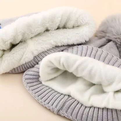 Kids Knit Hat & Scarf Set - Car Pattern Earflap Winter Cap, Warm Baby Beanie & Scarf Combo Baby Accessories