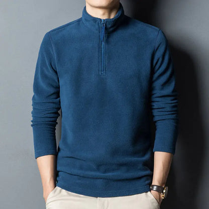 2025 New Men's Fleece Lined Zip up Hoodie Thickened Long Sleeve Thermal T-Shirt High Neck Zipper Design Casual Streetwear