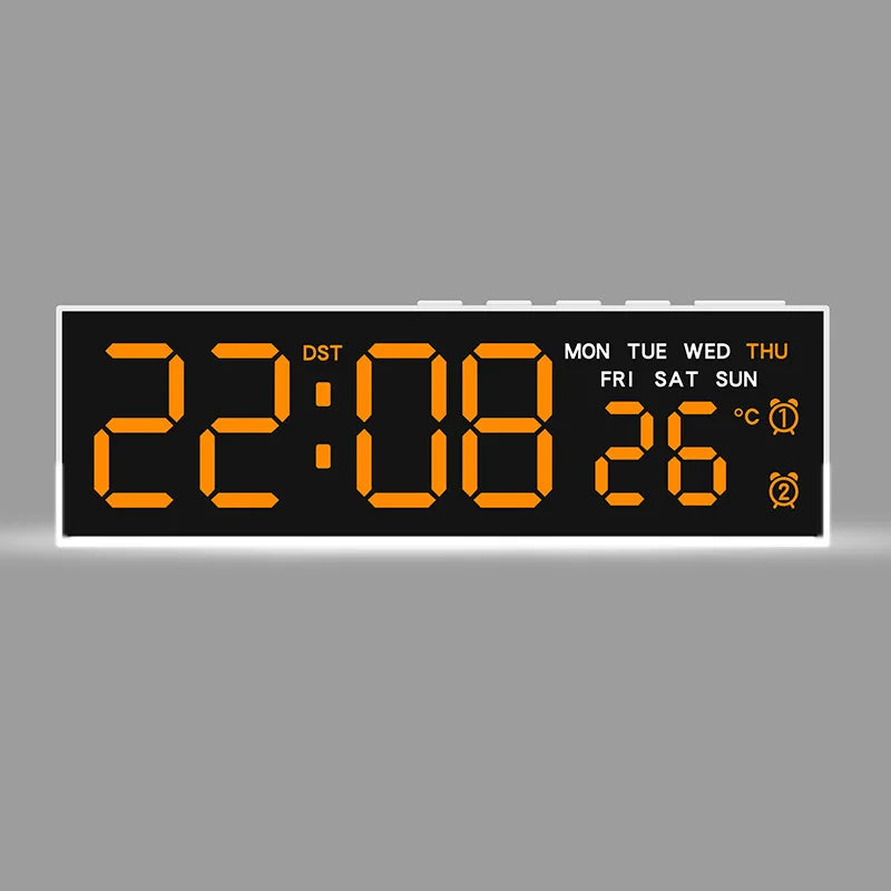 USB Powered Digital Alarm Clock with White Mood Light TEMP Week 2 Alarm DST Table Clock 3 Levels Brightness 12/24H LED Clock