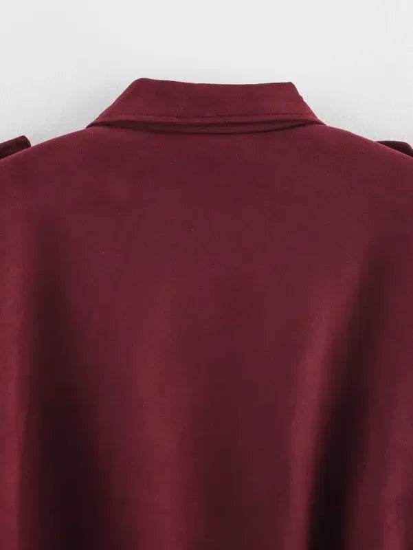 Spring  2025 Women's Velvet Feel Pilot Jaet Coat New Arrival Casual Loose Fit Classic Collar ort Outerwear
